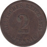Монета. Германия (Германская империя 1871-1922). 2 пфеннига 1875 год. (J). ав.