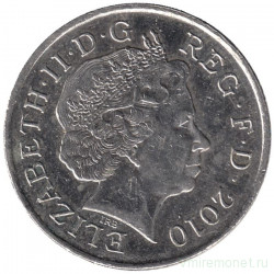 Монета. Великобритания. 10 пенсов 2010 год.
