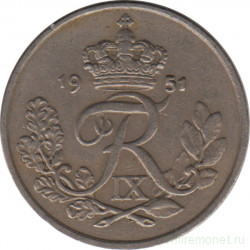 Монета. Дания. 25 эре 1951 год.