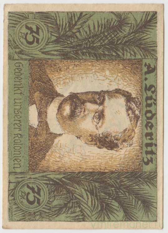 Бона. Нотгельд. Германия. Город Берлин. 75 пфеннигов 1922 год. Реверс 4. Вариант 88.3.4.