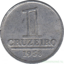 Монета. Бразилия. 1 крузейро 1958 год.