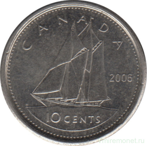 Монета. Канада. 10 центов 2006 год.