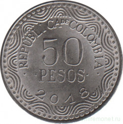 Монета. Колумбия. 50 песо 2018 год.