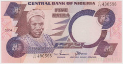 Банкнота. Нигерия. 5 найр 2004 год. Тип 24h.