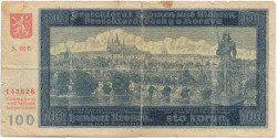 Банкнота. Протекторат Богемия и Моравия. 100 крон 1940 год. Тип 6а.