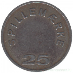 Жетон игровой. Дания. "25 spillemarke" сталь. Тип 2.