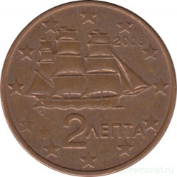 Монета. Греция. 2 цента 2008 год.