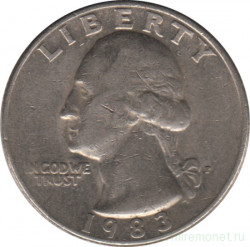 Монета. США. 25 центов 1983 год. Монетный двор P.