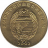 Монета. Северная Корея. 1 чон 2002 год. ФАО. Паровоз. рев.
