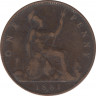 Монета. Великобритания. 1 пенни 1881 год. (H). ав,