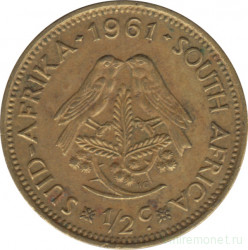 Монета. Южно-Африканская республика (ЮАР). 1/2 цента 1961 год.
