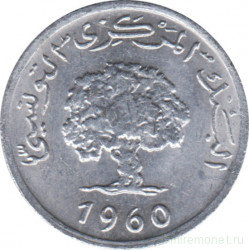 Монета. Тунис. 2 миллима 1960 год.