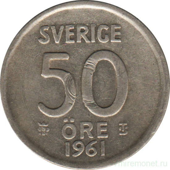 Монета. Швеция. 50 эре 1961 год.