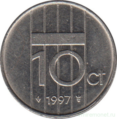 Монета. Нидерланды. 10 центов 1997 год.
