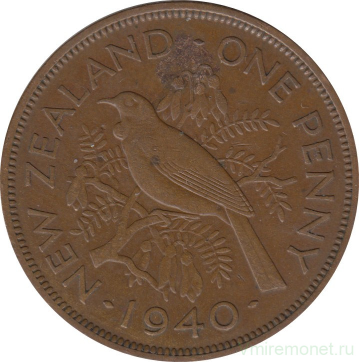 Монета. Новая Зеландия. 1 пенни 1940 год.
