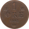  Монета. Швеция. 1 эре 1882 год. ав.