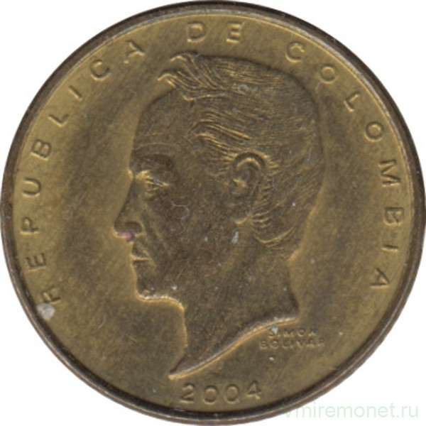 Монета. Колумбия. 20 песо 2004 год.