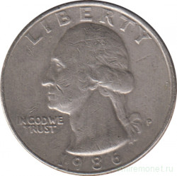 Монета. США. 25 центов 1986 год. Монетный двор P.