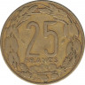 Монета. Центральноафриканский экономический и валютный союз (ВЕАС). 25 франков 1975 год. рев.