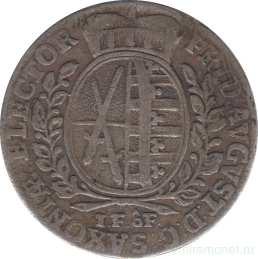 Монета. Курфюршество Саксония (Германия). 1/12 талера 1764 год. Фридрих Август III. IFoF.