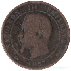 Монета. Франция. 10 сантимов 1857 год. МА. 