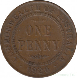 Монета. Австралия. 1 пенни 1920 год.