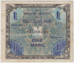 Банкнота. Германия. Третий рейх. Оккупация союзников. 1 марка 1944 год. (8 цифр). Тип 192d.