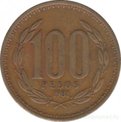 Монета. Чили. 100 песо 1981 год.