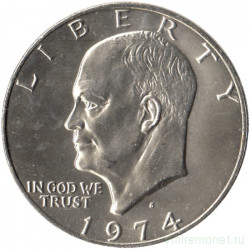 Монета. США. 1 доллар 1974 год. Монетный двор S. Серебро.
