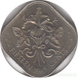 Монета. Багамские острова. 15 центов 1969 год.