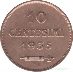 Монета. Сан-Марино. 10 чентезимо 1935 год.