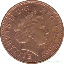 Монета. Великобритания. 1 пенни 2007 год.