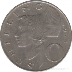 Монета. Австрия. 10 шиллингов 1974 год.