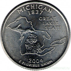 Монета. США. 25 центов 2004 год. Штат № 26 Мичиган. Монетный двор P.