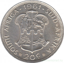 Монета. Южно-Африканская республика (ЮАР). 20 центов 1961 год.