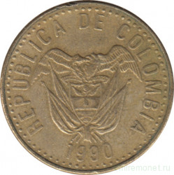 Монета. Колумбия. 20 песо 1990 год.