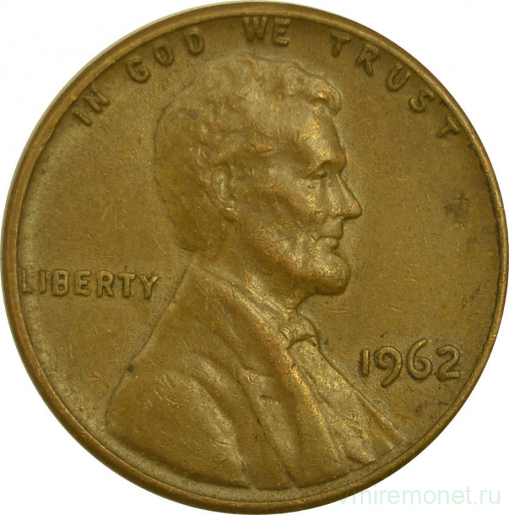 Монета. США. 1 цент 1962 год.