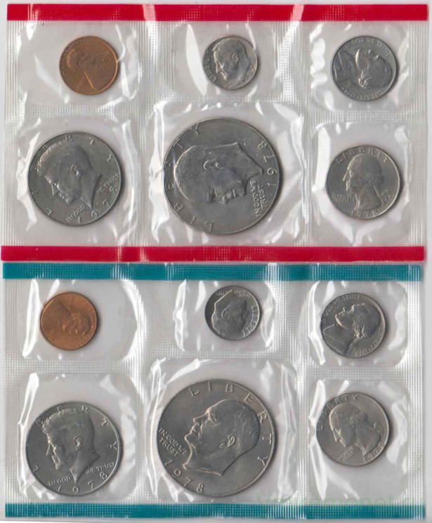 Монета. США. Годовой набор 1978 год. Монетные дворы P и D.