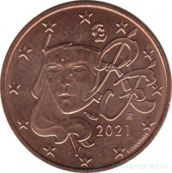 Монета. Франция. 2 цента 2021 год.