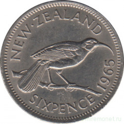 Монета. Новая Зеландия. 6 пенсов 1965 год.