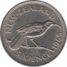 Монета. Новая Зеландия. 6 пенсов 1965 год. ав.
