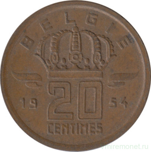 Монета. Бельгия. 20 сантимов 1954 год. BELGIE.