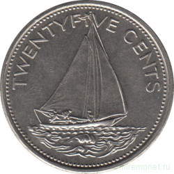 Монета. Багамские острова. 25 центов 2005 год.