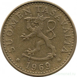 Монета. Финляндия. 20 пенни 1969 год.