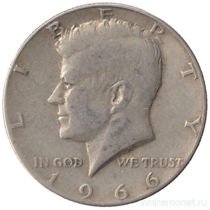 Монета. США. 50 центов 1966 год. Монета. США. 50 центов 1966 год.