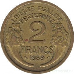 Монета. Франция. 2 франка 1939 год.