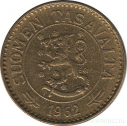 Монета. Финляндия. 10 марок 1962 год.