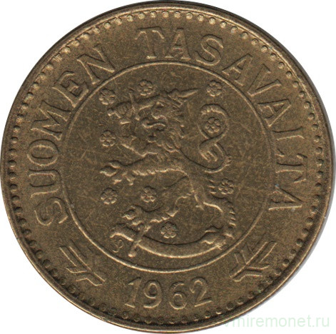 Монета. Финляндия. 10 марок 1962 год.