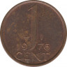 Монета. Нидерланды. 1 цент 1976 год. ав.