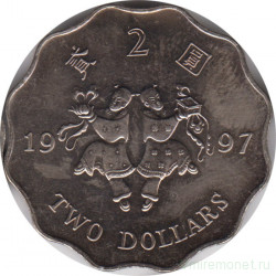 Монета. Гонконг. 2 доллара 1997 год. Возврат Гонконга под юрисдикцию Китая.